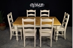 Picture of 5ft 6in Pine Farmhouse Table + 6 Ladderback Chairs with carved detailing