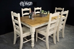 Picture of 5ft 6in Pine Farmhouse Table + 6 Ladderback Chairs with carved detailing