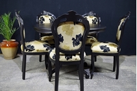 Picture of Louis French Style Round Pedestal Table + 5 Chairs in Black