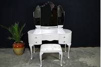 Picture of Vintage French Style Walnut Dressing Table with Stool
