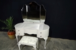 Picture of Vintage French Style Walnut Dressing Table with Stool