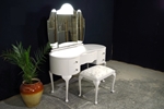 Picture of Vintage French Style Walnut Dressing Table with Stool