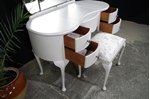 Picture of Vintage French Style Walnut Dressing Table with Stool