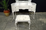 Picture of Vintage French Style Walnut Dressing Table with Stool