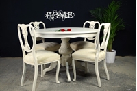 Picture of Round Louis style table with 4 Antique Lattice Back chairs