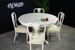 Picture of Round Louis style table with 4 Antique Lattice Back chairs