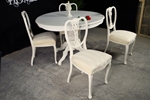 Picture of Round Louis style table with 4 Antique Lattice Back chairs