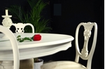 Picture of Round Louis style table with 4 Antique Lattice Back chairs