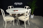 Picture of Round Louis style table with 4 Antique Lattice Back chairs