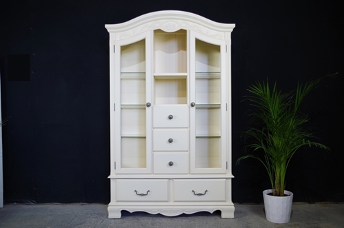 Picture of Carved Glass Display Cabinet with drawers