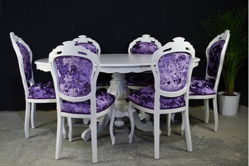 Picture of French Style Dining Table + 6 Chairs Crushed Velvet