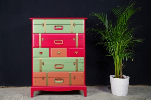 Picture of Travel Themed Stag 7 Drawer Tall Chest - Rectory Red
