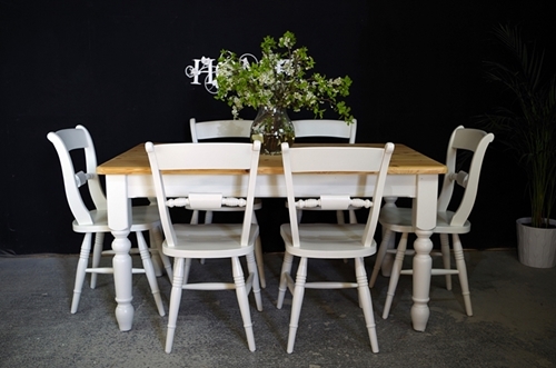 Picture of Pine 5ft Farmhouse Table and 6 Beech Oxford Bar Back Chairs