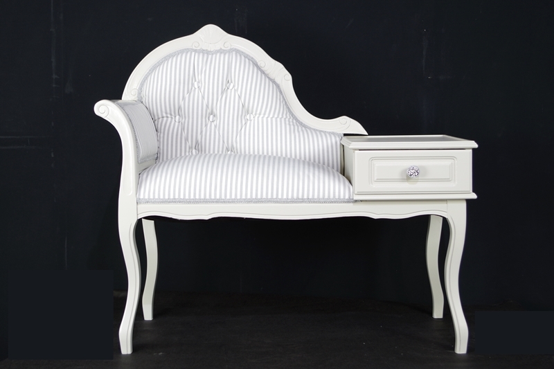 Vintage Telephone Seat With Side Table and Drawer Painted Vintage