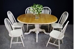 Picture of Oval pine pedestal table + 6  farmhouse bow back chairs