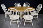 Picture of Oval pine pedestal table + 6  farmhouse bow back chairs