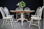 Picture of Oval pine pedestal table + 6  farmhouse bow back chairs