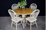 Picture of Oval pine pedestal table + 6  farmhouse bow back chairs