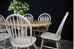 Picture of Oval pine pedestal table + 6  farmhouse bow back chairs