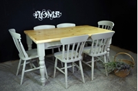 Picture of 5ft Pine Farmhouse Table + 6 Slat back chairs in Hardwick