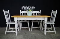 Picture of Two Drawer Pine Farmhouse Table and 4 Chairs