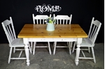 Picture of Two Drawer Pine Farmhouse Table and 4 Chairs