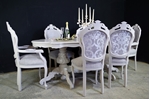 Picture of Large Italian Double Pedestal Dining Table + Louis Chairs + Bench