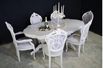 Picture of Large Italian Double Pedestal Dining Table + Louis Chairs + Bench