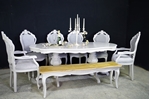 Picture of Large Italian Double Pedestal Dining Table + Louis Chairs + Bench
