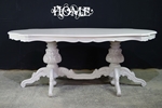 Picture of Large Italian Double Pedestal Dining Table + Louis Chairs + Bench