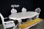 Picture of Large Italian Double Pedestal Dining Table + Louis Chairs + Bench