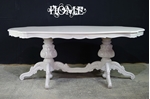 Picture of Large Italian Double Pedestal Dining Table + Louis Chairs + Bench