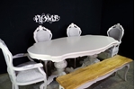 Picture of Large Italian Double Pedestal Dining Table + Louis Chairs + Bench