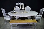Picture of Large Italian Double Pedestal Dining Table + Louis Chairs + Bench