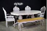 Picture of Large Italian Double Pedestal Dining Table + Louis Chairs + Bench