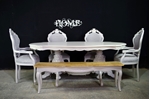 Picture of Large Italian Double Pedestal Dining Table + Louis Chairs + Bench