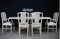 Picture of Extending Mahogany Dining Table and 6 upholstered panel back chairs