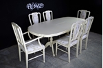 Picture of Extending Mahogany Dining Table and 6 upholstered panel back chairs