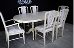 Picture of Extending Mahogany Dining Table and 6 upholstered panel back chairs