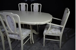 Picture of Extending Mahogany Dining Table and 6 upholstered panel back chairs