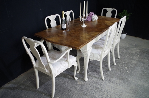 Picture of French-Style Walnut Extending Dining Table + 6 Chairs