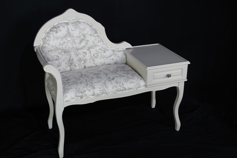 Vintage Telephone Seat in Cornforth White Painted Vintage Antique