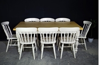 Picture of 6ft Pine Farmhouse Table + 8 Beech Spindle back chairs