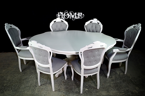 Picture of French Style Dining Set - Linen Upholstery