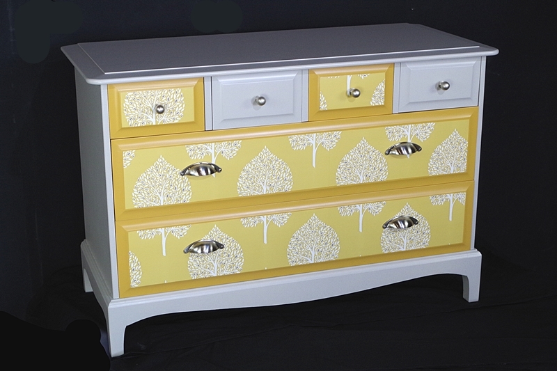 Mustard chest of shop drawers