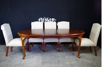 Picture of Vintage Oval Mahogany Extending Table + 8 New Parson's Chairs