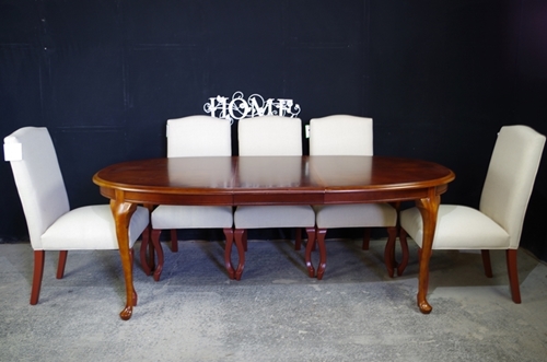 Picture of Vintage Oval Mahogany Extending Table + 8 New Parson's Chairs