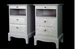 Picture of Pair of Stag Tea Shelf Bedside Tables - Lace Effect