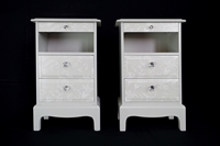 Picture of Pair of Stag Tea Shelf Bedside Tables - Lace Effect