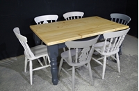 Picture of 5ft Pine Farmhouse Table + 6 chairs in Different Grays.